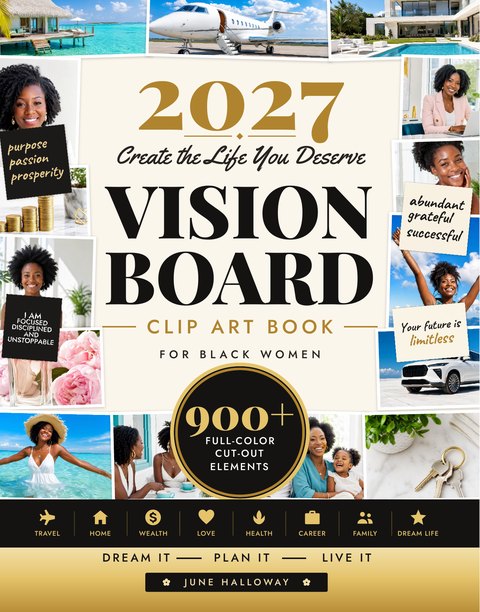 2027 Vision Board Clip Art Book for Black Women