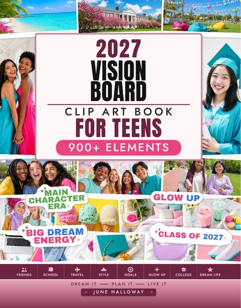 2027 Vision Board Clip Art Book for Teens